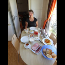 Frühstück in unserem Mobilheim in Albufeira